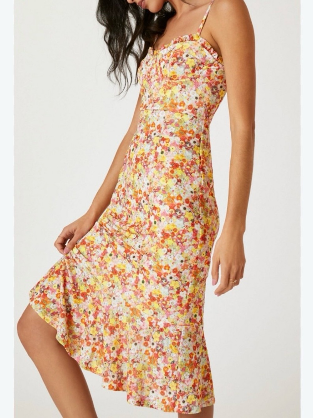 NEW Anthropologie Hutch Sweetheart Floral Midi Dress size small petite